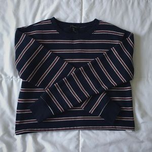 Cropped fleece striped pullover